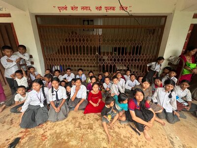 Students rescued and kept in the school at Gerkhu, after the devastating flood in northern Nepal, August 2026 | © CSRC, local partner of PIN (A2015)