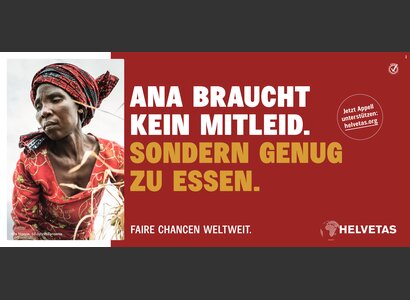 Plakatsujet Essen: Ana Ngayia aus Tansania  | © Foto: Simon Opladen / Helvetas, Kreation: ROD