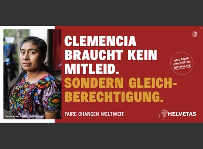 Plakatsujet Gleichberechtigung: Clemenica Lopez Cabrera aus Guatemala  | © Foto: Sandra Sebastian / fairpicture, Kreation: ROD