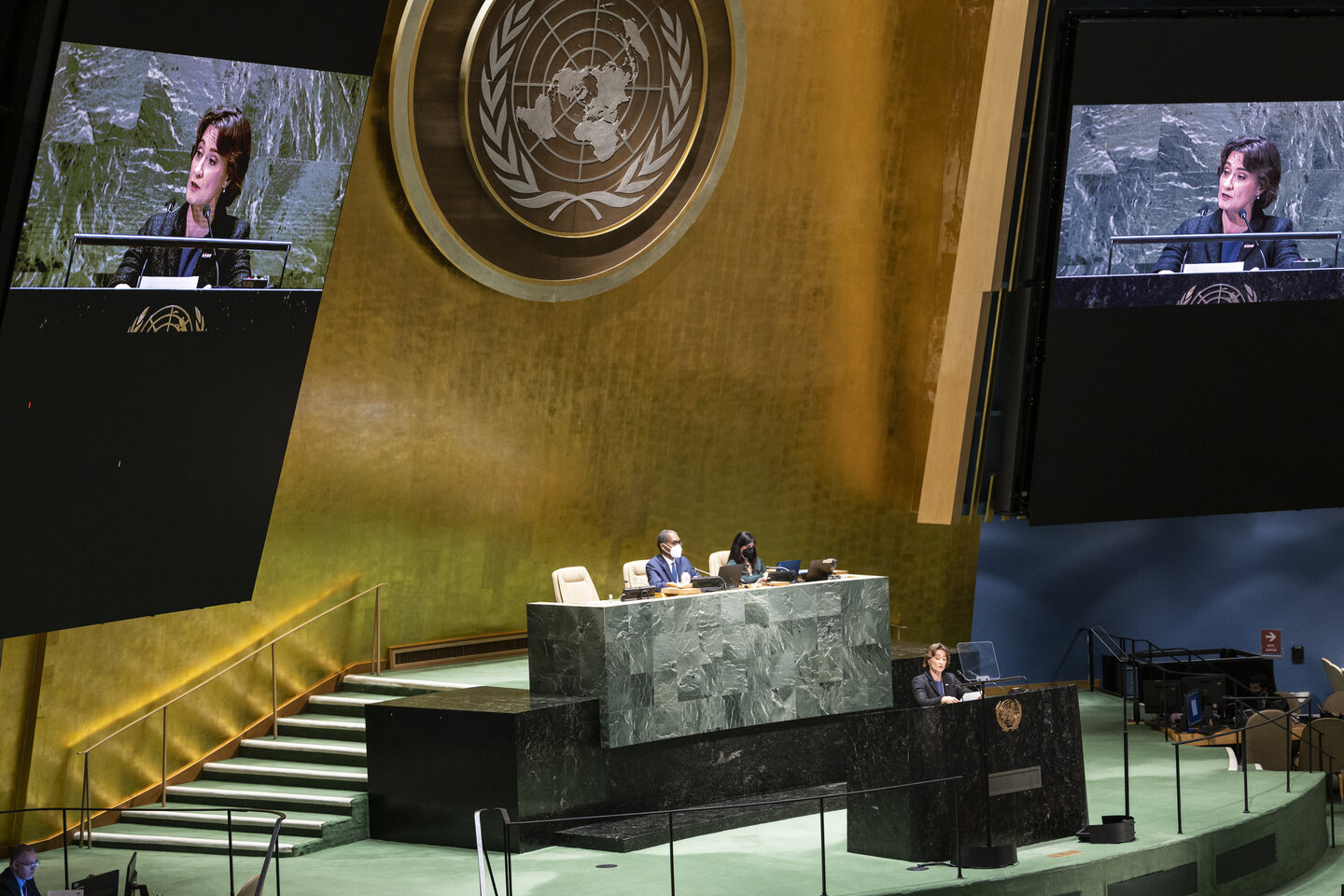 Pascale Baeriswyl vor den Vereinten Nation in New York, USA | © Keystone/Alessandro della Valle